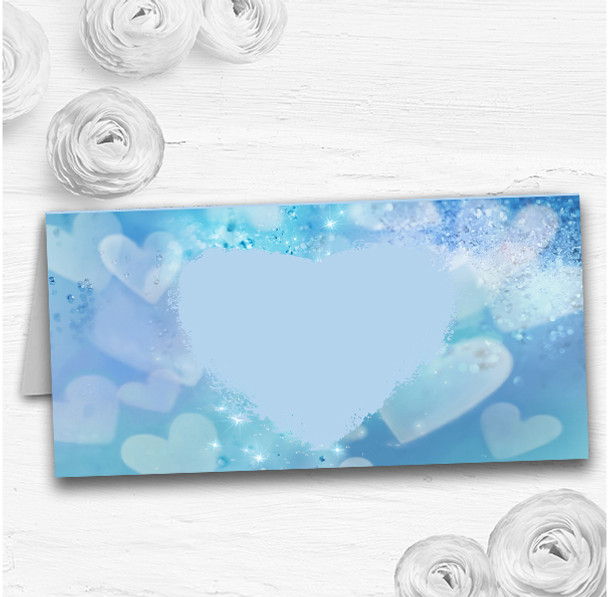 Pale Blue Love Hearts Wedding Table Seating Name Place Cards