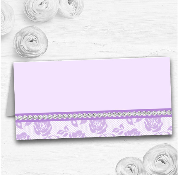 Pretty Lilac Purple Floral Diamante Wedding Table Seating Name Place Cards