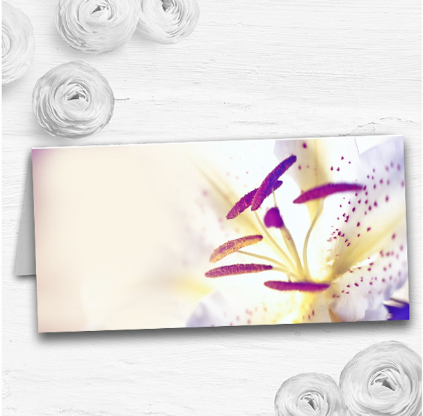 Purple Beautiful Lily Flower Wedding Table Seating Name Place Cards