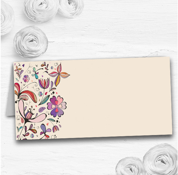 Purple Cream Pretty Wedding Table Seating Name Place Cards