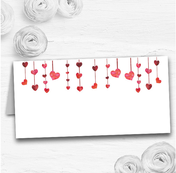 Red Watercolour Heart Drop Wedding Table Seating Name Place Cards