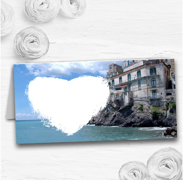 Romantic Amalfi Coast Italy Heart Wedding Table Seating Name Place Cards