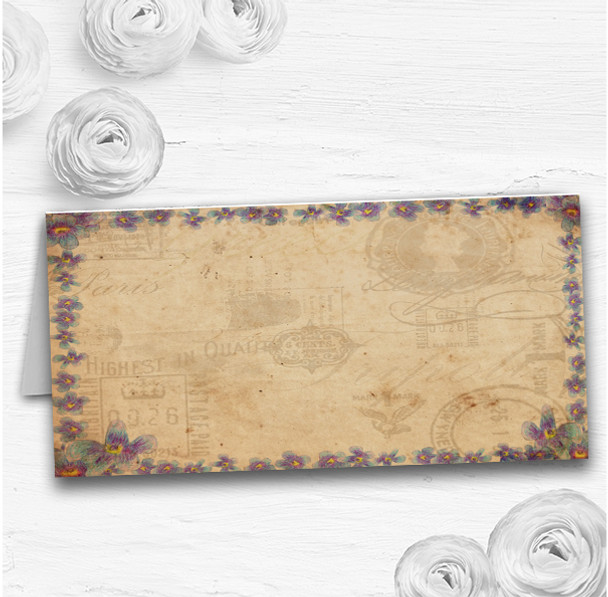 Shabby Chic Vintage Postcard Rustic Blue Stamp Wedding Table Name Place Cards