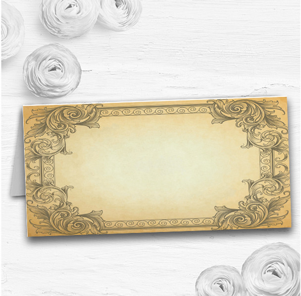 Typography Vintage Purple Postcard Wedding Table Seating Name Place Cards