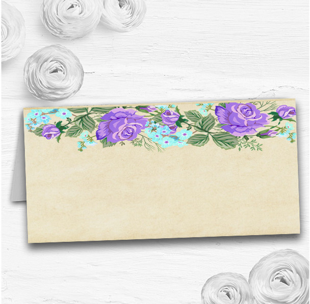 Vintage Purple & Blue Watercolour Wedding Table Seating Name Place Cards