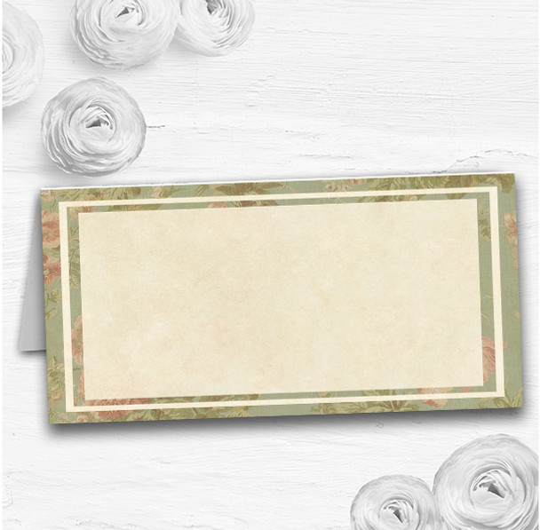 Vintage Sage Green Postcard Style Wedding Table Seating Name Place Cards