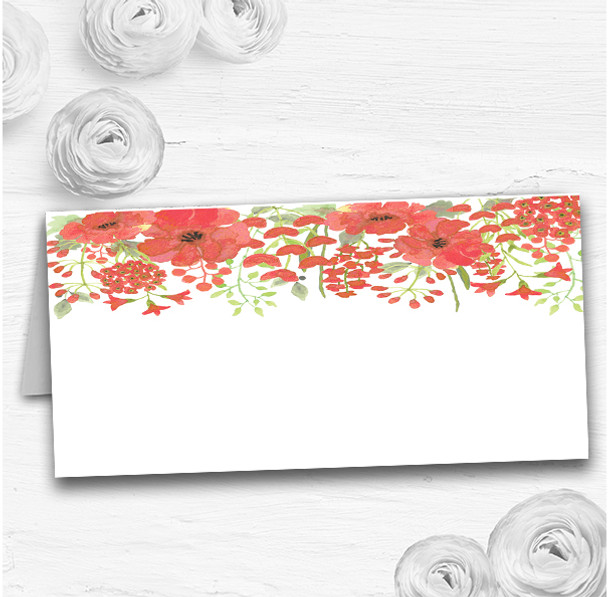 Watercolour Floral Coral Pink Wedding Table Seating Name Place Cards