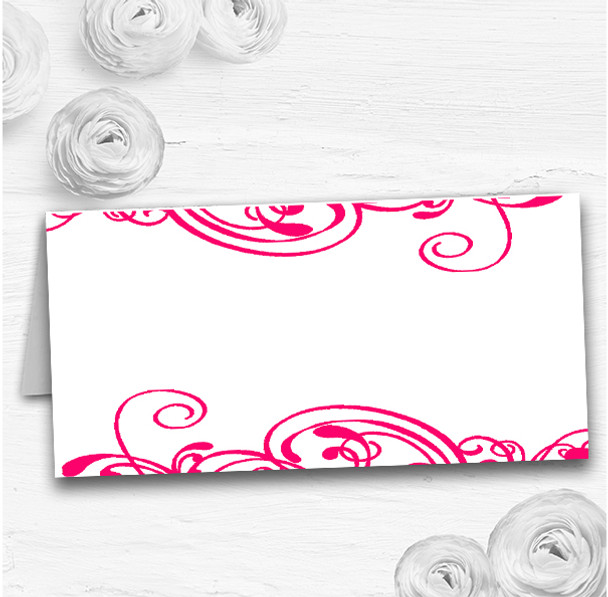 White & Pink Swirl Deco Wedding Table Seating Name Place Cards