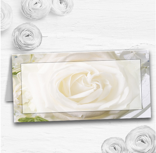 White Rose Wedding Table Seating Name Place Cards