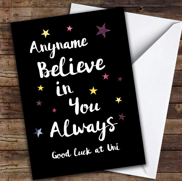 Space & Stars Believe In You Good Luck Uni Personalised Good Luck Card