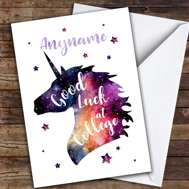 Unicorn Head Good Luck College Personalised Good Luck Card