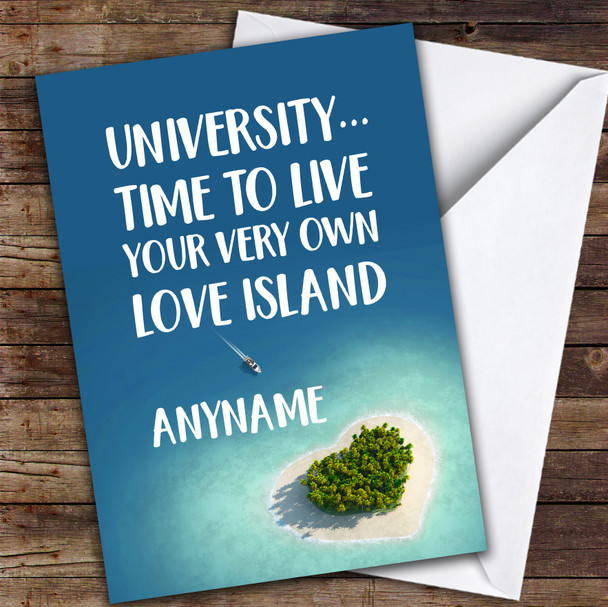 Love Island Funny University Personalised Good Luck Card