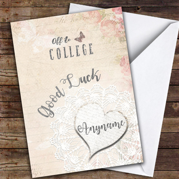 Vintage Good Luck College Personalised Good Luck Card