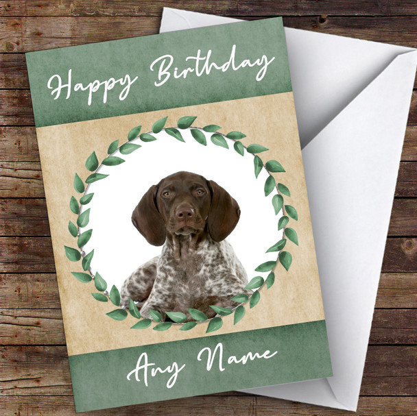 German Shorthaired Pointer Dog Green Animal Personalised Birthday Card