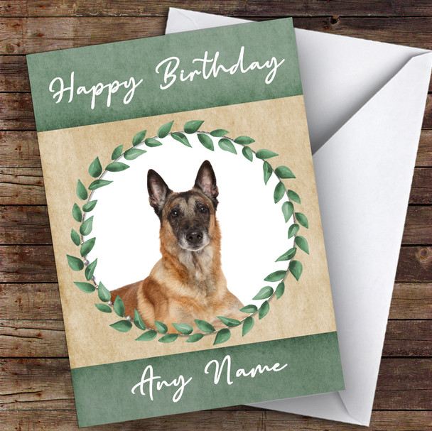 Belgian Shepherd Malinois Dog Green Animal Personalised Birthday Card