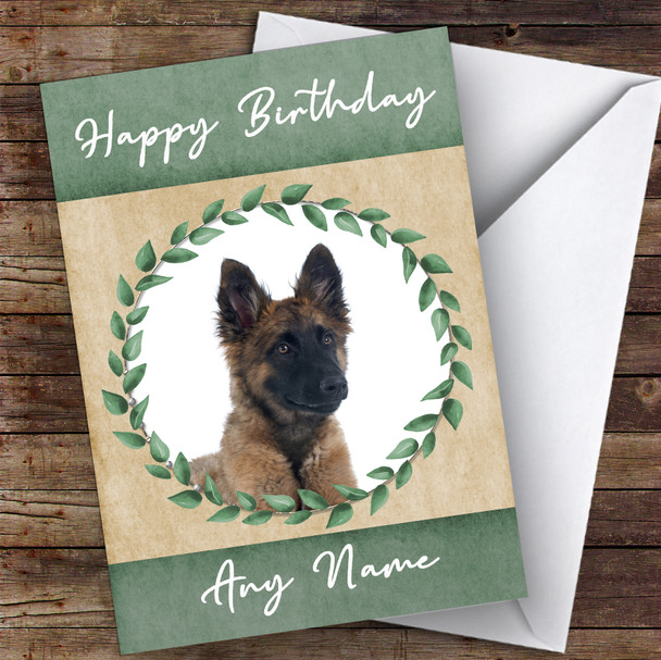 Belgian Shepherd Tervuren Dog Green Animal Personalised Birthday Card