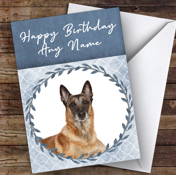 Belgian Shepherd Malinois Dog Blue Animal Personalised Birthday Card