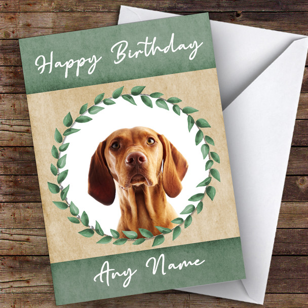Hungarian Vizsla Pointer Dog Green Animal Personalised Birthday Card