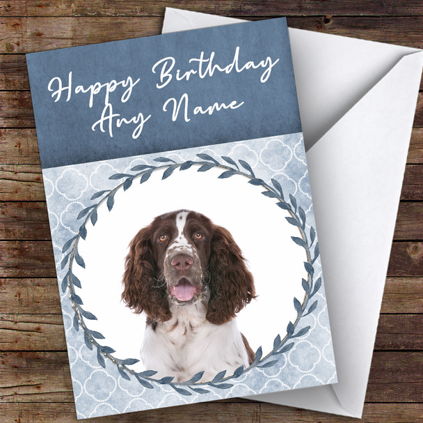 English Springer Spaniel Dog Blue Animal Personalised Birthday Card