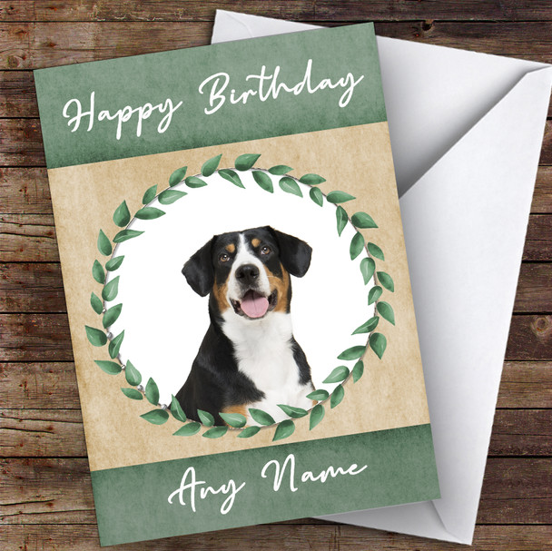 Entlebucher Mountain Dog Green Animal Personalised Birthday Card