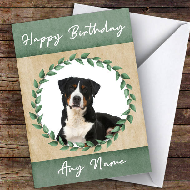 Great Swiss Mountain Dog Green Animal Personalised Birthday Card