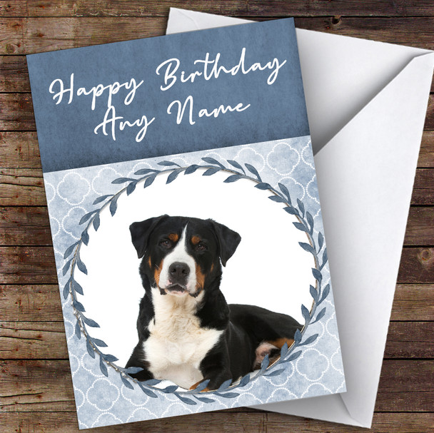 Great Swiss Mountain Dog Blue Animal Personalised Birthday Card