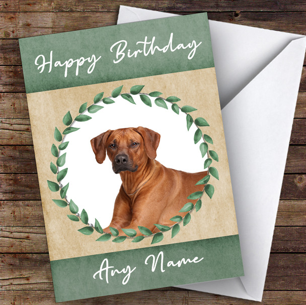 Rhodesian Ridgeback Dog Green Animal Personalised Birthday Card