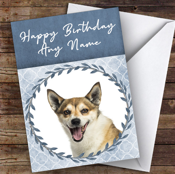 Norwegian Lundehund Dog Blue Animal Personalised Birthday Card