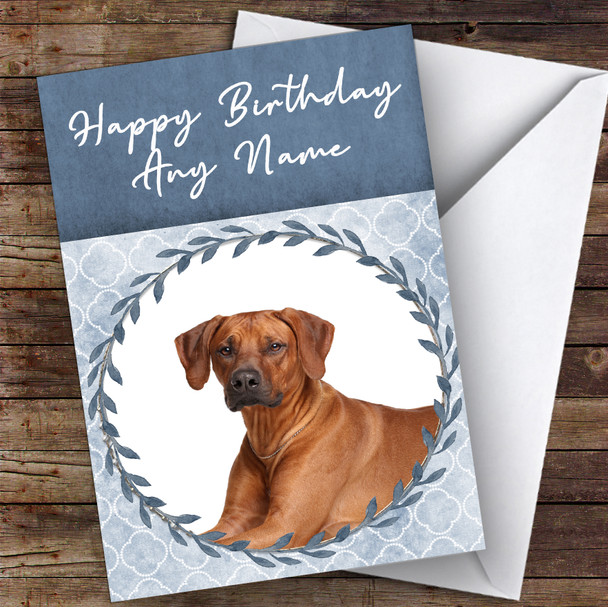 Rhodesian Ridgeback Dog Blue Animal Personalised Birthday Card