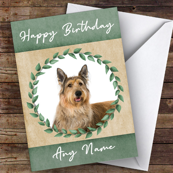 Berger De Picardie Dog Green Animal Personalised Birthday Card