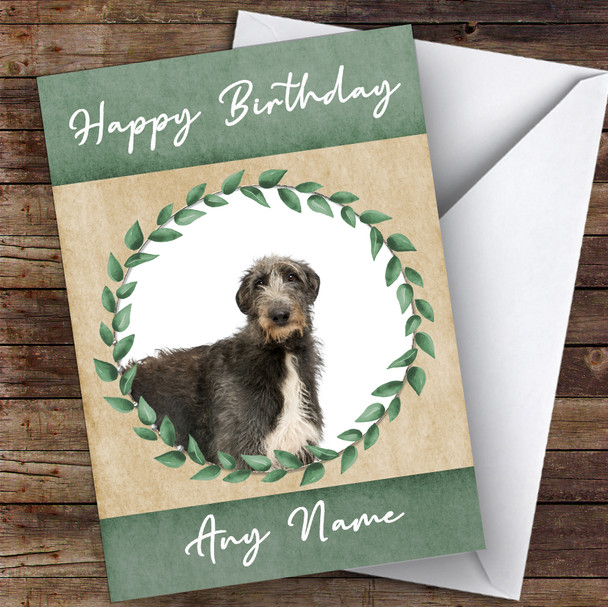 Scottish Deerhound Dog Green Animal Personalised Birthday Card
