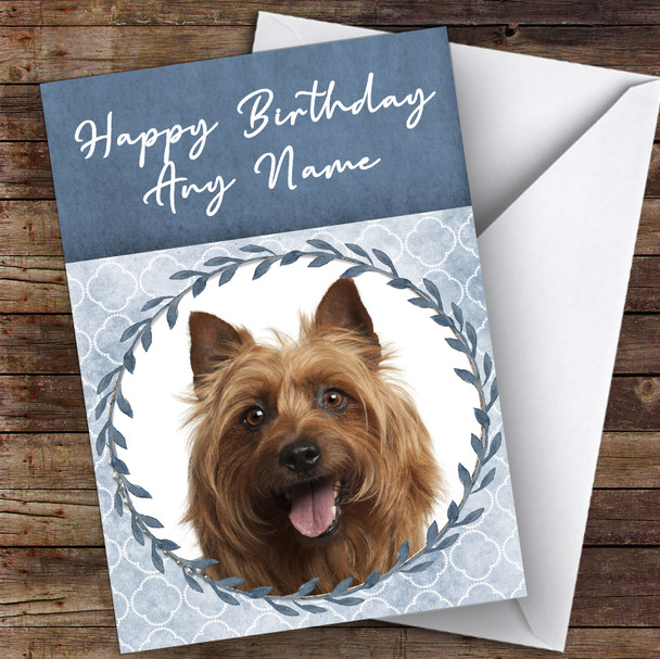 Australian Terrier Dog Blue Animal Personalised Birthday Card