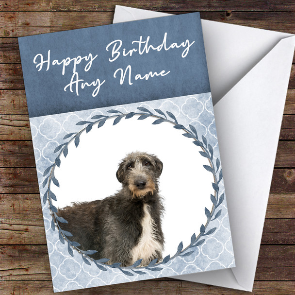Scottish Deerhound Dog Blue Animal Personalised Birthday Card
