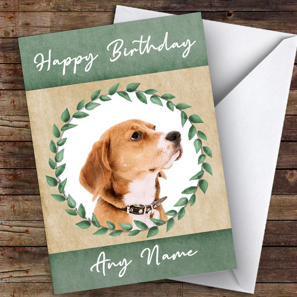 English Foxhound Dog Green Animal Personalised Birthday Card