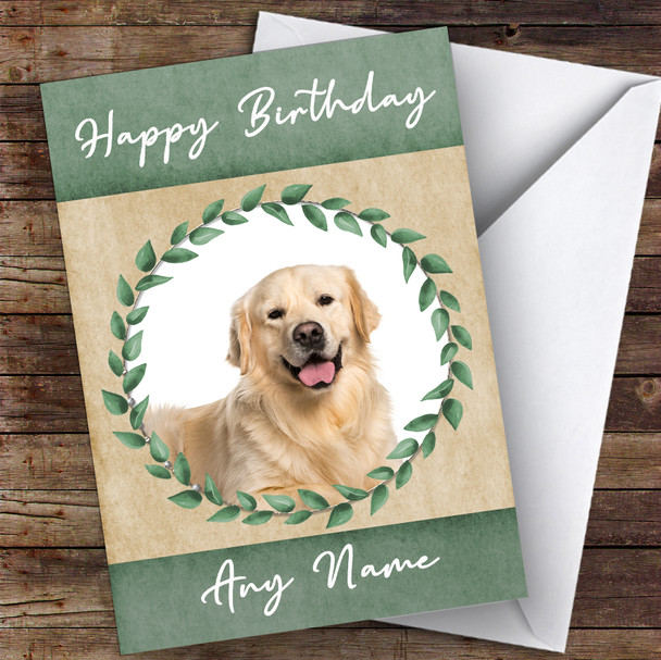 Golden Retriever Dog Green Animal Personalised Birthday Card