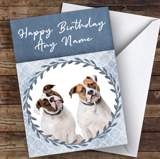 American Bulldog Dog Blue Animal Personalised Birthday Card