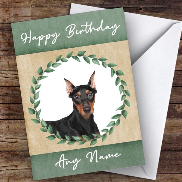 German Pinscher Dog Green Animal Personalised Birthday Card
