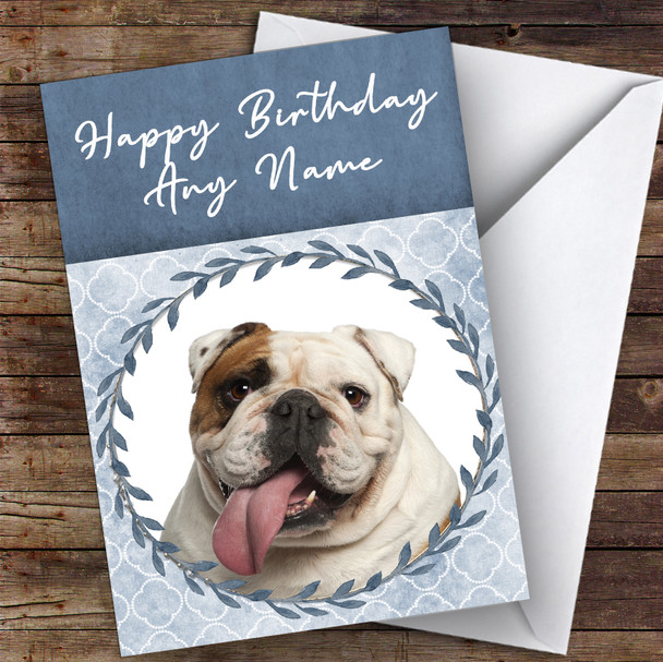 English Bulldog Dog Blue Animal Personalised Birthday Card