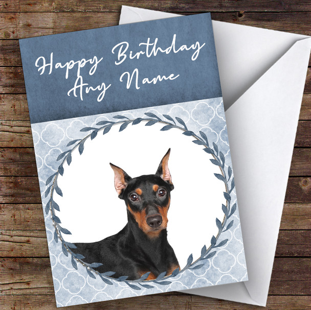 German Pinscher Dog Blue Animal Personalised Birthday Card