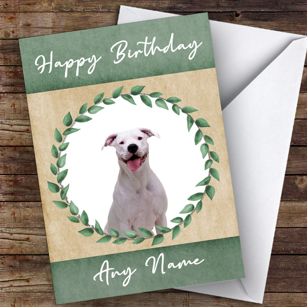 Dogo Argentino Dog Green Animal Personalised Birthday Card