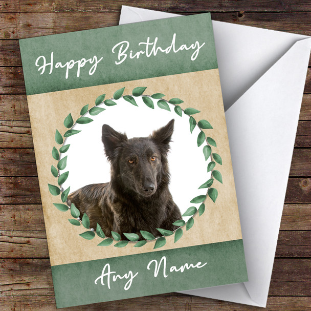 Dutch Shepherd Dog Green Animal Personalised Birthday Card