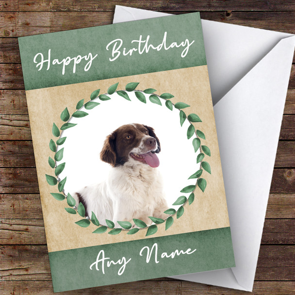 French Spaniel Dog Green Animal Personalised Birthday Card