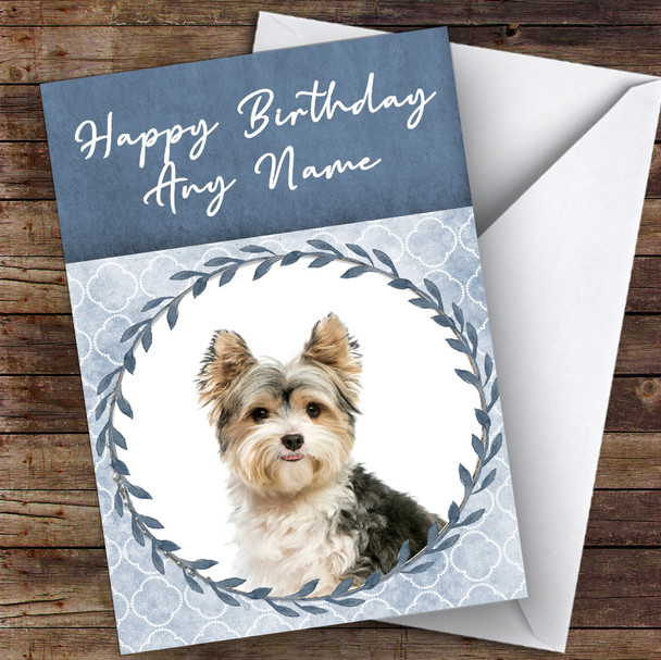 Biewer Terrier Dog Blue Animal Personalised Birthday Card