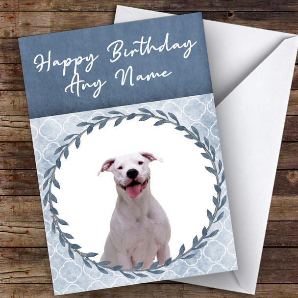 Dogo Argentino Dog Blue Animal Personalised Birthday Card