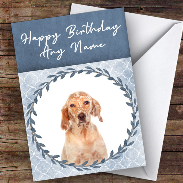 English Setter Dog Blue Animal Personalised Birthday Card