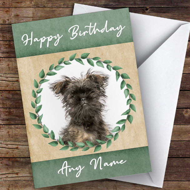 Affenpinscher Dog Green Animal Personalised Birthday Card