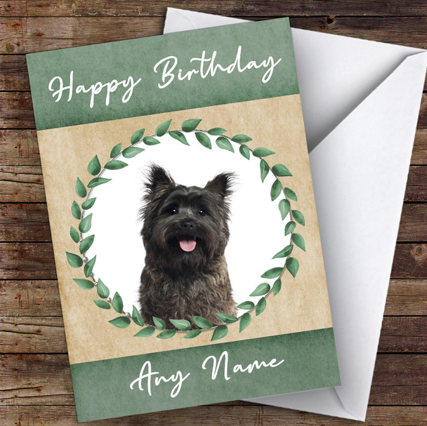 Cairn Terrier Dog Green Animal Personalised Birthday Card