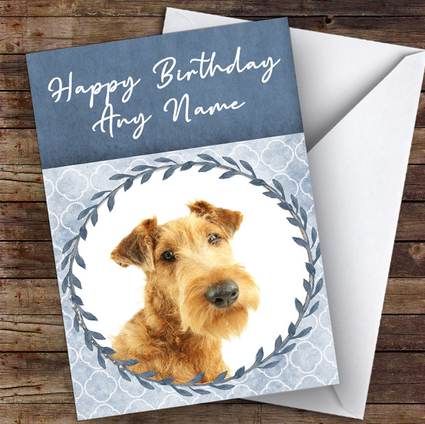 Irish Terrier Dog Blue Animal Personalised Birthday Card