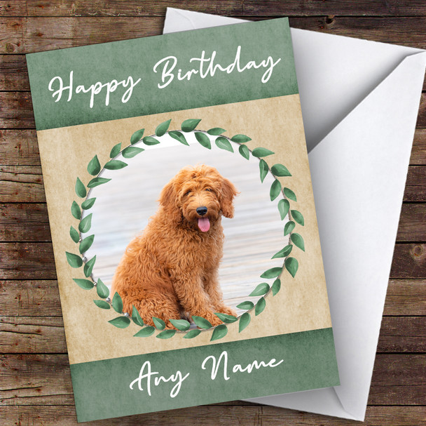 Goldendoodle Dog Green Animal Personalised Birthday Card