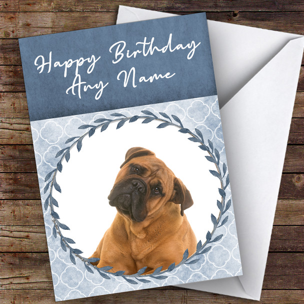 Bullmastiff Dog Blue Animal Personalised Birthday Card